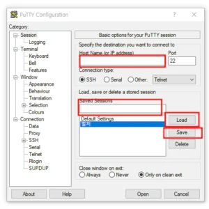 putty setting 화면