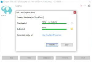 Laragon(라라곤)에 워드프레스 설치장면
