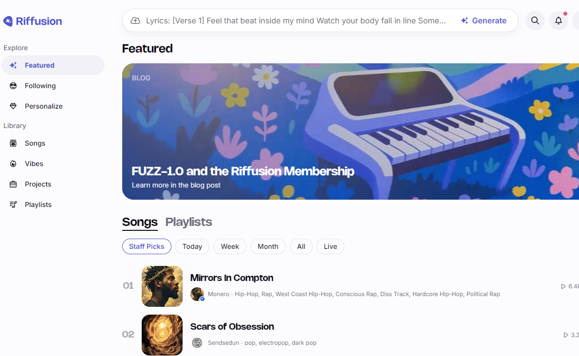Riffusion ๋ฆฌํจ์ ์์ฉํ ์์